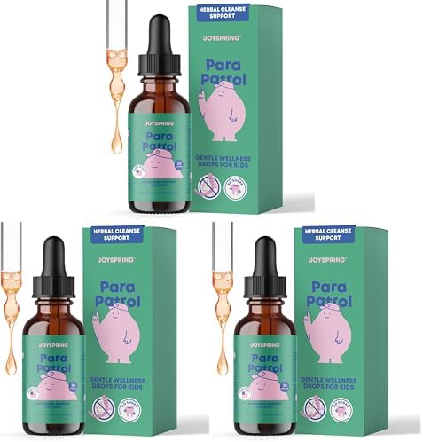 JoySpring ParaPatrol Kids’ Herbal Blend – Alcohol-Free Liquid Supplement with Black Walnut and Wormwood Extract | Supports Digestive Health | Natural Raspberry Flavor – 30 Servings