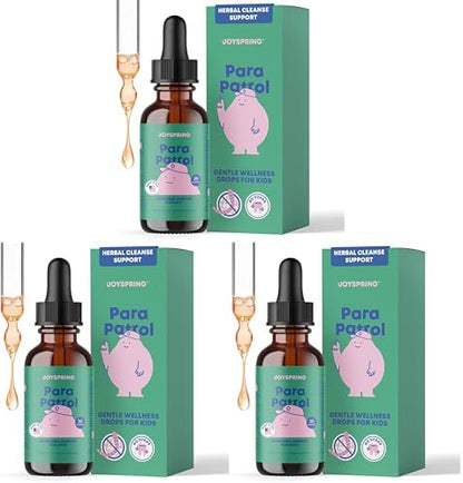 JoySpring ParaPatrol Kids’ Herbal Blend – Alcohol-Free Liquid Supplement with Black Walnut and Wormwood Extract | Supports Digestive Health | Natural Raspberry Flavor – 30 Servings