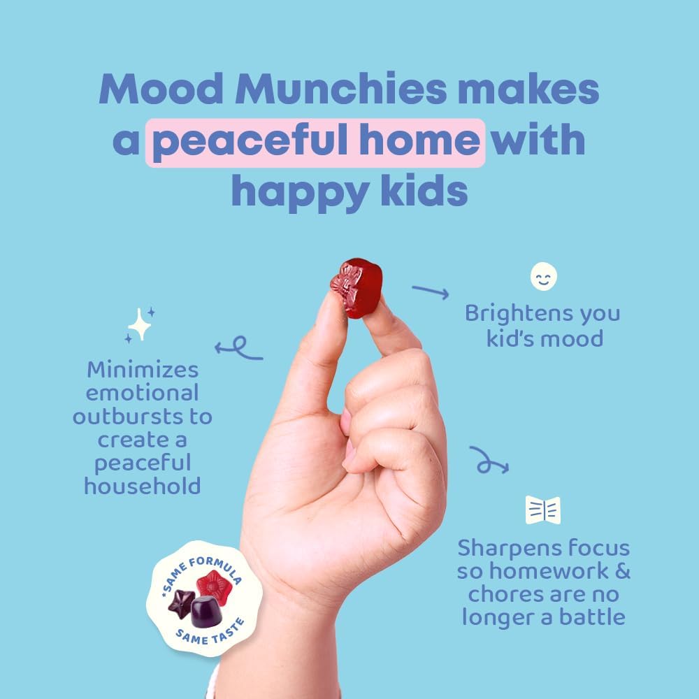 JoySpring Mood Munchies Saffron Gummies for Kids 4+ | Saffron Extract with GABA, Passion Flower & St Johns Wort | Sugar Free Vegan Brain Support & Kids Focus Gummies | Crafted in USA | Shapes May Vary