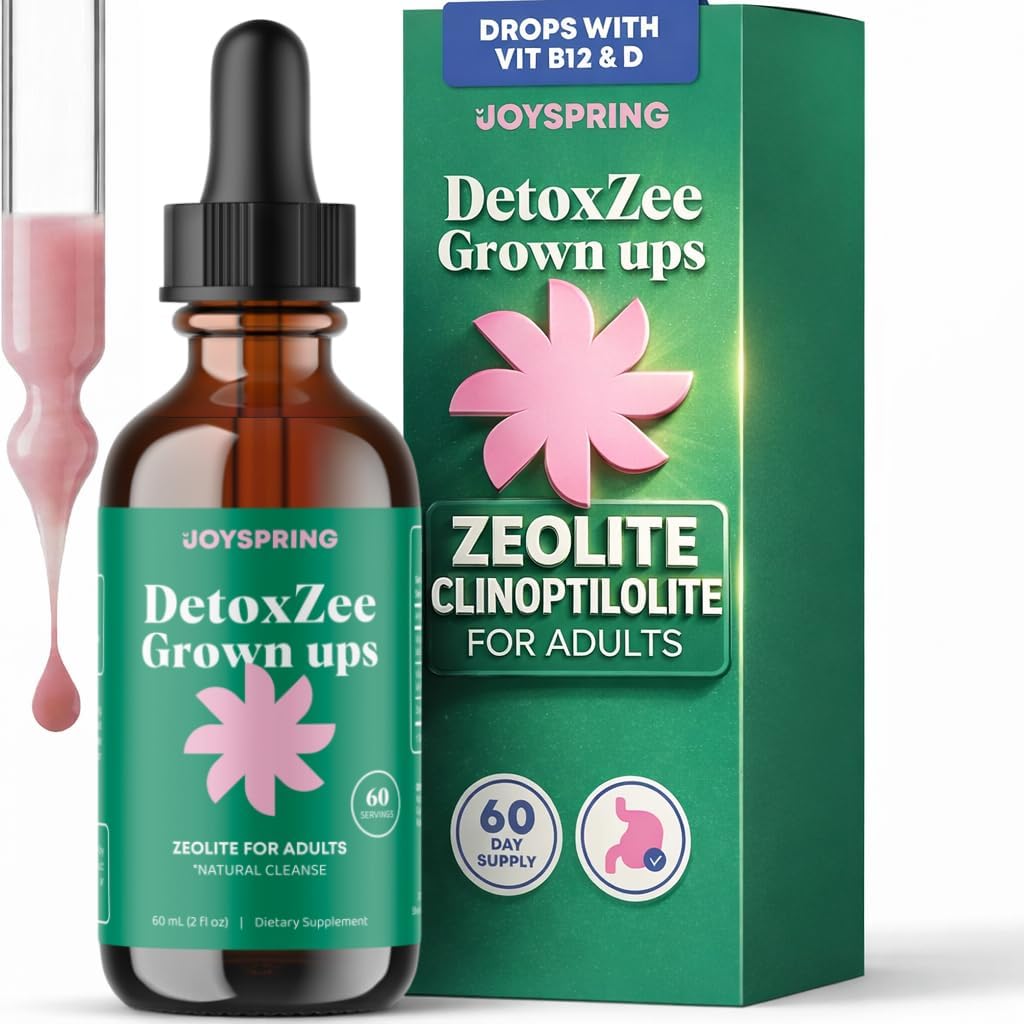 JoySpring Zeolite Drops for Adults – Liquid Zeolite Clinoptilolite with Vitamin B12 & Vitamin D3 – Sugar-Free Daily Formula for Memory & Focus Support | 60-Day Supply | USA Made