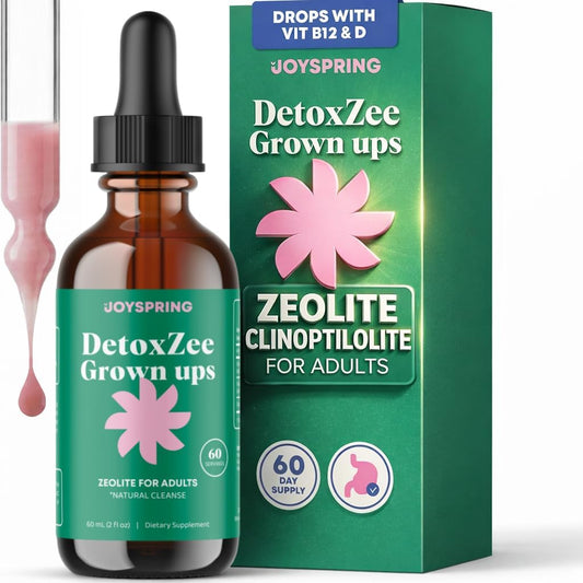 JoySpring Zeolite Drops for Adults – Liquid Zeolite Clinoptilolite with Vitamin B12 & Vitamin D3 – Sugar-Free Daily Formula for Memory & Focus Support | 60-Day Supply | USA Made