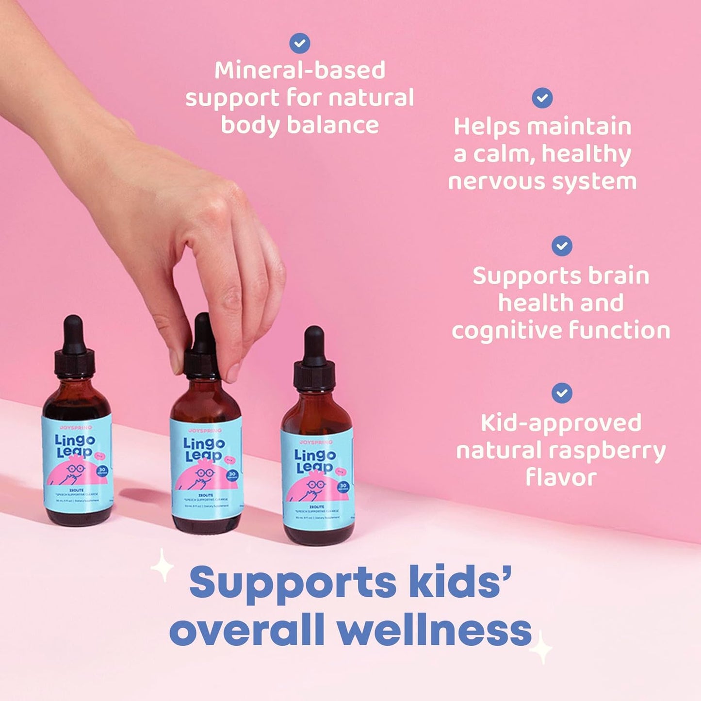 JoySpring LingoLeap – Liquid Kids Formula with Zeolite Clinoptilolite, Methylated B12 & Vitamin D3 | Gentle Daily Support for Kids’ Wellness | Ages 3+ | (1fl oz) 30 Servings