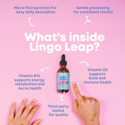 JoySpring LingoLeap – Liquid Kids Formula with Zeolite Clinoptilolite, Methylated B12 & Vitamin D3 | Gentle Daily Support for Kids’ Wellness | Ages 3+ | (1fl oz) 30 Servings