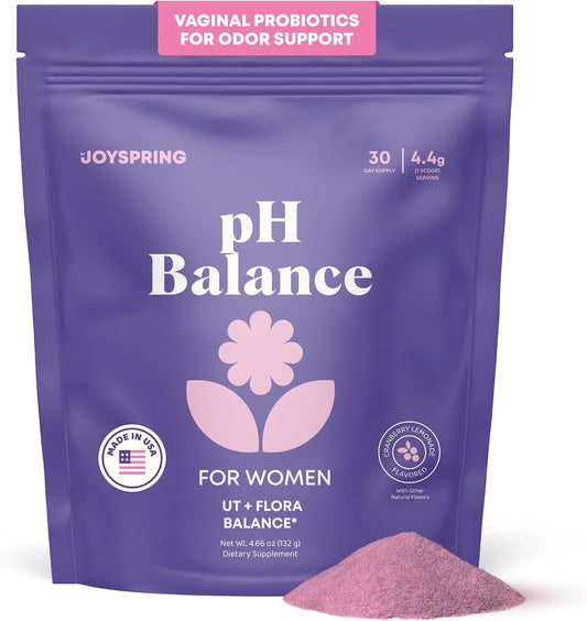 JoySpring pH Balance Vaginal Probiotic Powder for Women | Lactobacillus Acidophilus + D-Mannose with Cranberry Supplement | Supports Vaginal Flora, Freshness & Urinary Tract Health