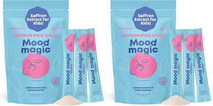 JoySpring Mood Magic for Kids – Natural Mood Support Pixie Sticks Candy with Saffron Extract, Magnesium Citrate & Vitamin D3 | Sugar-Free Powder Drink or Candy | 25 Servings | 4+ Years